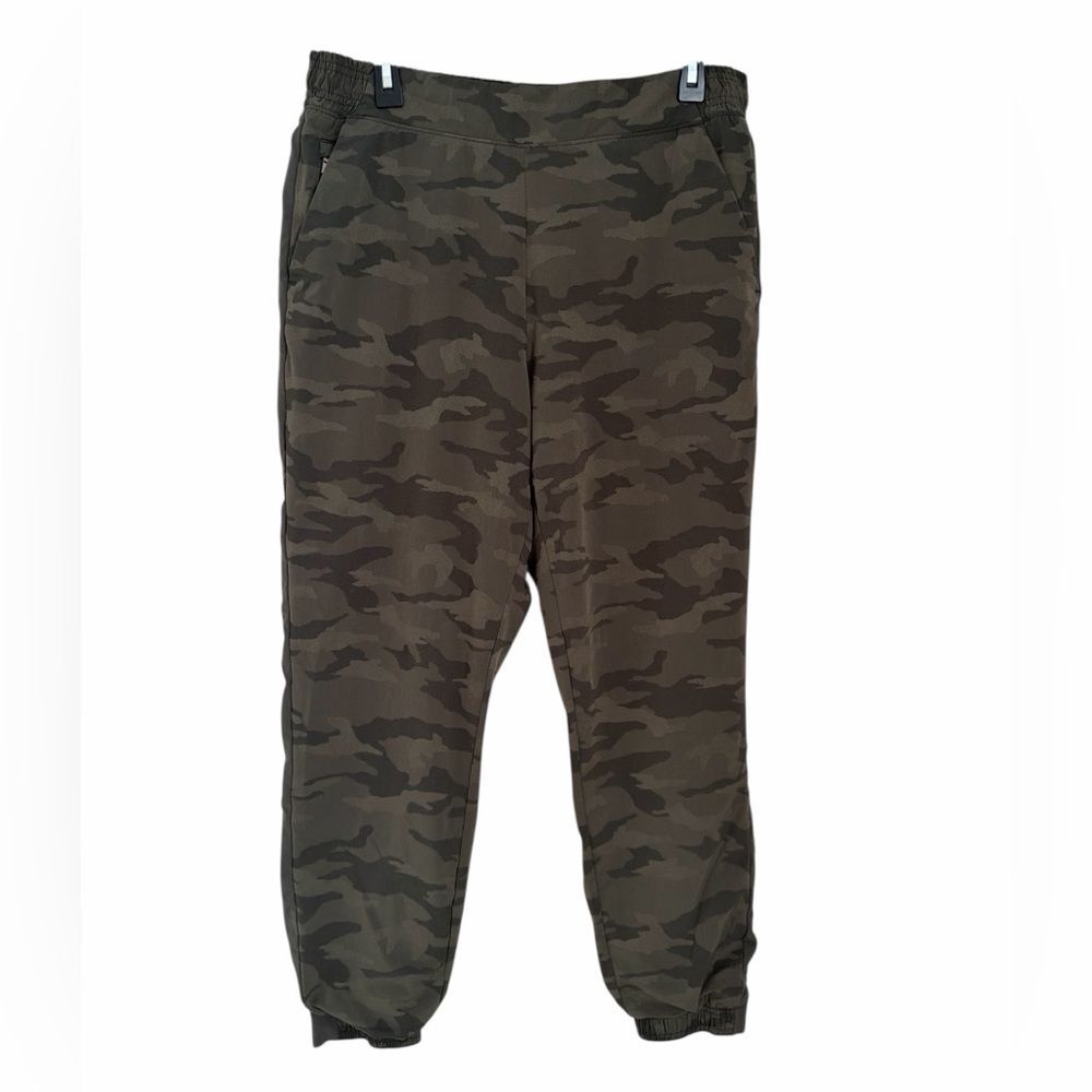 Athleta Brooklyn Textured Lined Jogger Pants Women’s Size 14 Green Camo
